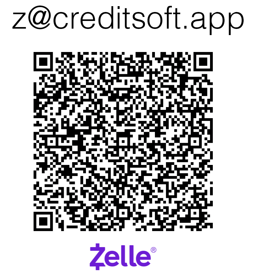 CreditSoft Zelle checkout QR code